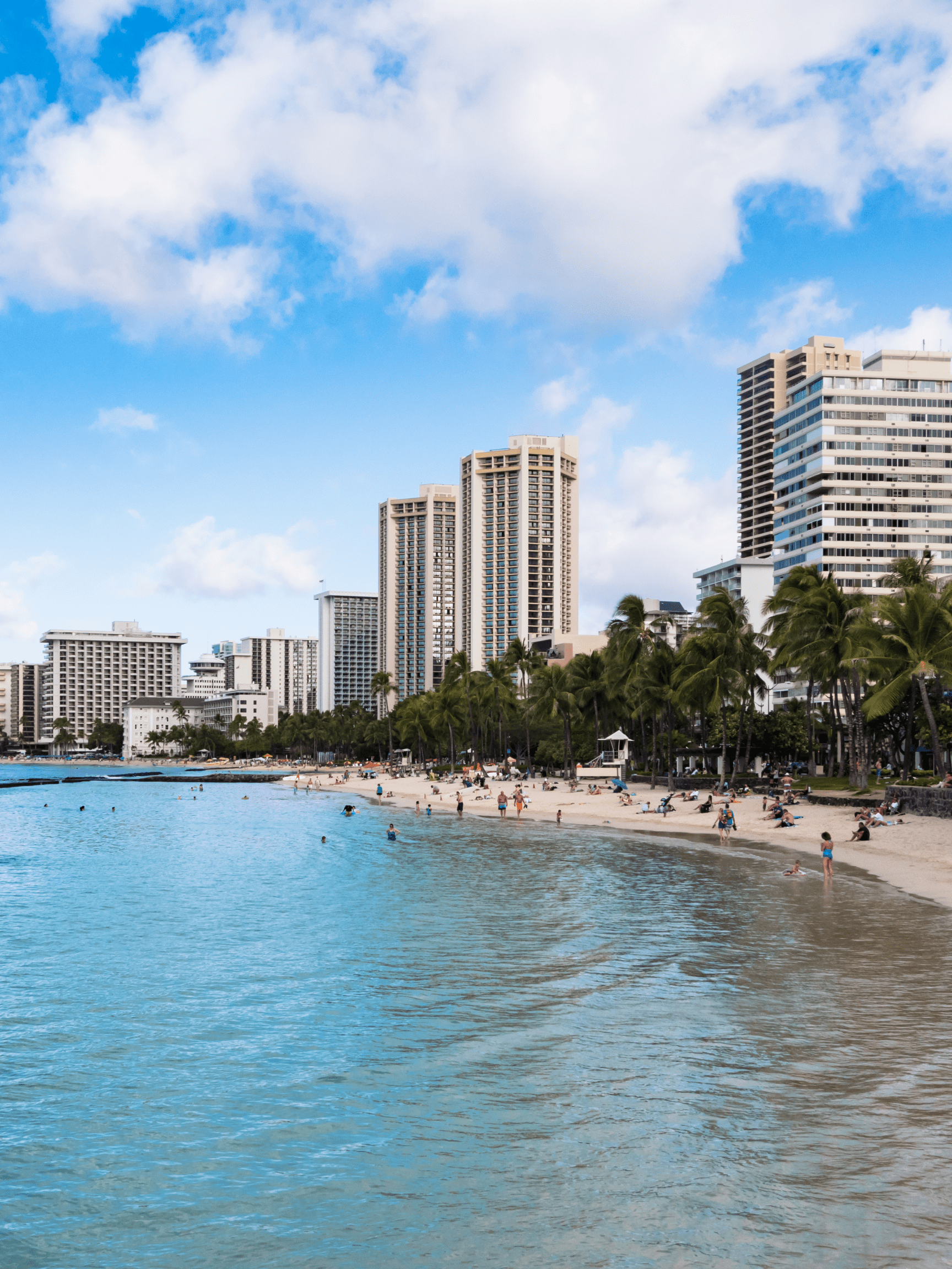 Waikiki beach hotels on the ocean