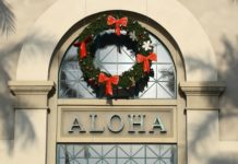 Aloha with Christmas Wreath