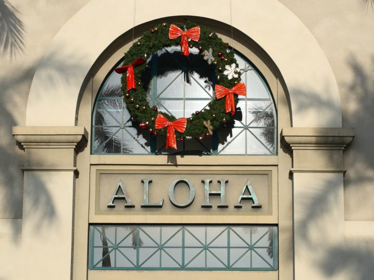 Aloha with Christmas Wreath