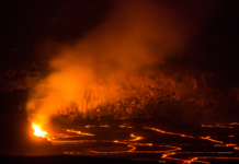 night time hawaiian lava flow