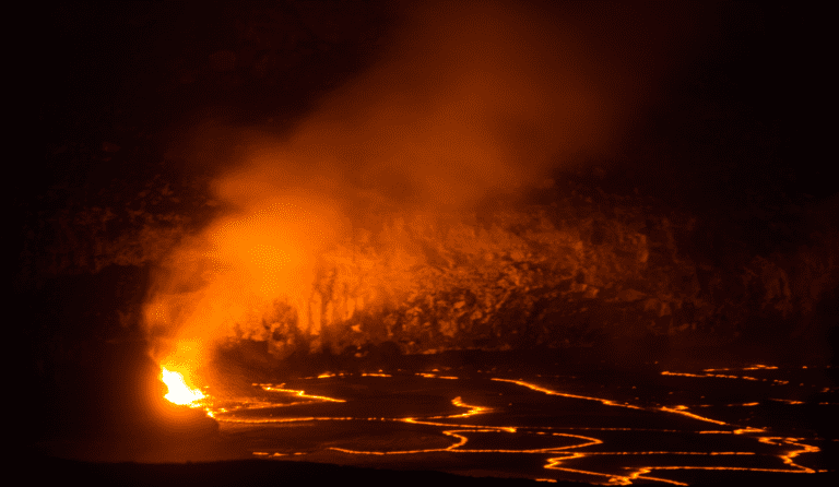 night time hawaiian lava flow