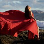 Red Flying Dress Hawaii Photo Shoot