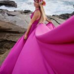 Pink Flying Dress Hawaii Photo Shoot