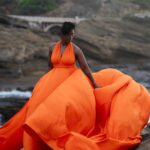 Orange Flying Dress Photo Shoot