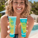 Girl Promoting Reef Safe Sunscreen